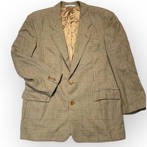 Hugo Boss | Vintage Wool  Houndstooth 2 Button Paris Blazer Jacket Brown Tan